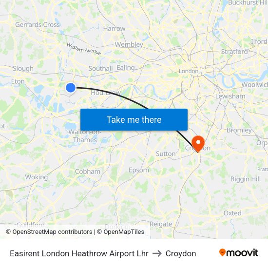 Easirent London Heathrow Airport Lhr to Croydon map