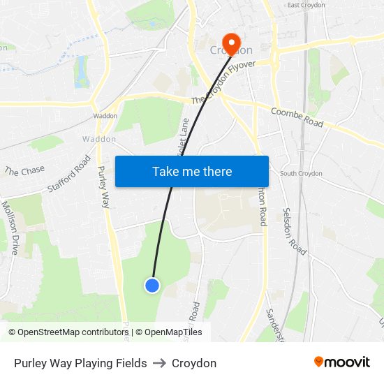 Purley Way Playing Fields to Croydon map