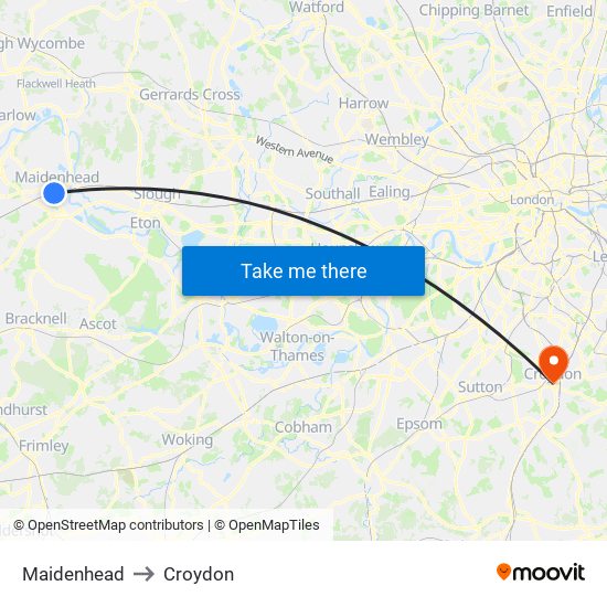 Maidenhead to Croydon map