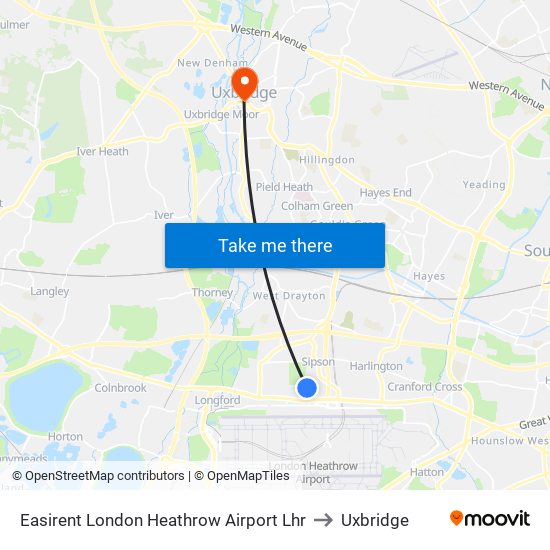 Easirent London Heathrow Airport Lhr to Uxbridge map