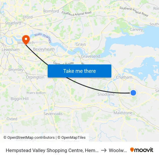 Hempstead Valley Shopping Centre, Hempstead to Woolwich map