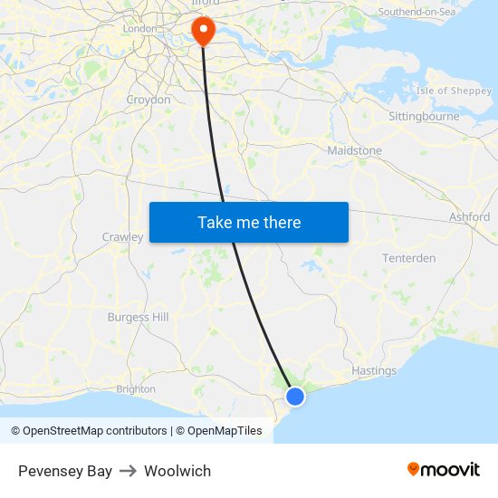 Pevensey Bay to Woolwich map