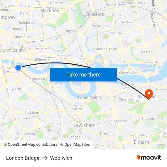 London Bridge to Woolwich map