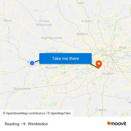 Reading to Wimbledon map