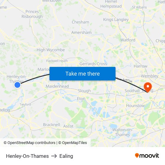 Henley-On-Thames to Ealing map