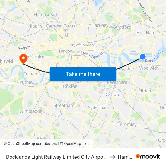 Docklands Light Railway Limited  City Airport Hartmann Rd, North Woolwich, London, E16  2ds to Hammersmith map