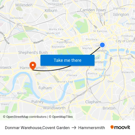 Donmar Warehouse,Covent Garden to Hammersmith map