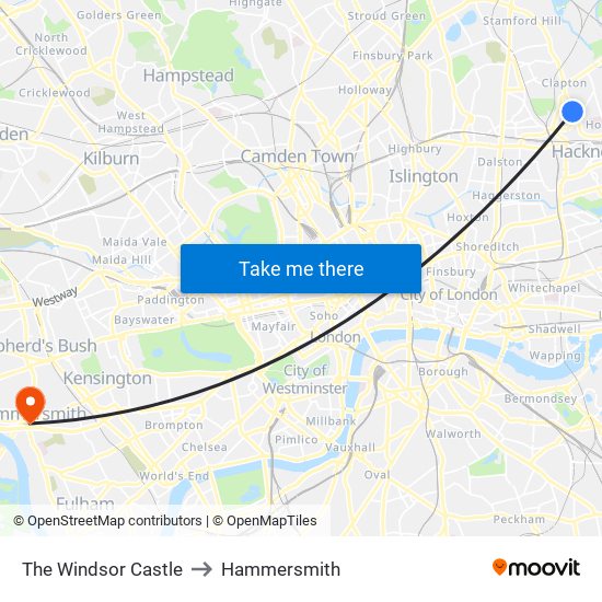 The Windsor Castle to Hammersmith map