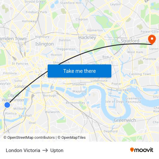 London Victoria to Upton map