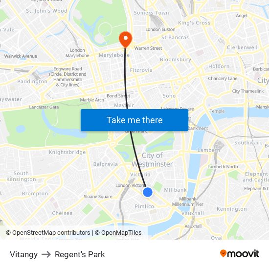 London House Victoria to Regent's Park map