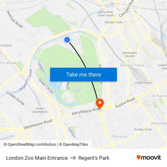 London Zoo Main Entrance to Regent's Park map