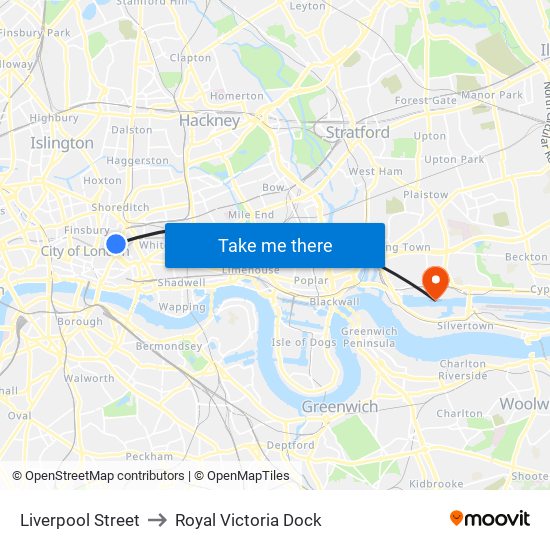 Liverpool Street to Royal Victoria Dock with public transportation