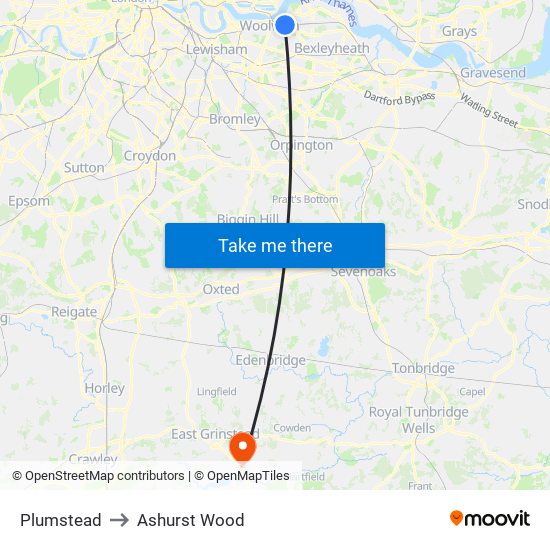 Plumstead to Ashurst Wood map