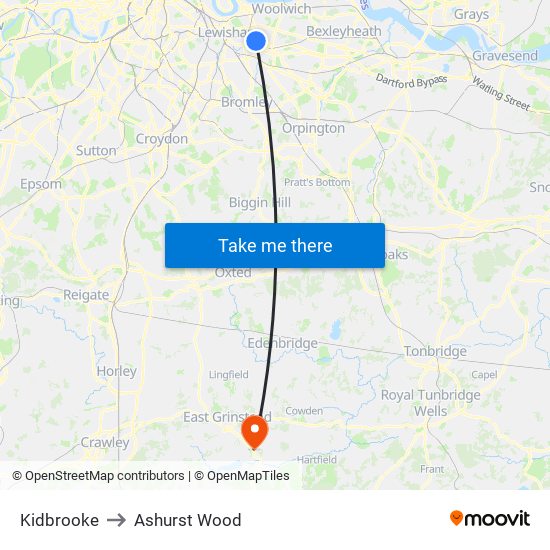 Kidbrooke to Ashurst Wood map