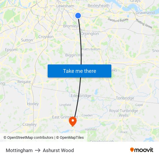 Mottingham to Ashurst Wood map