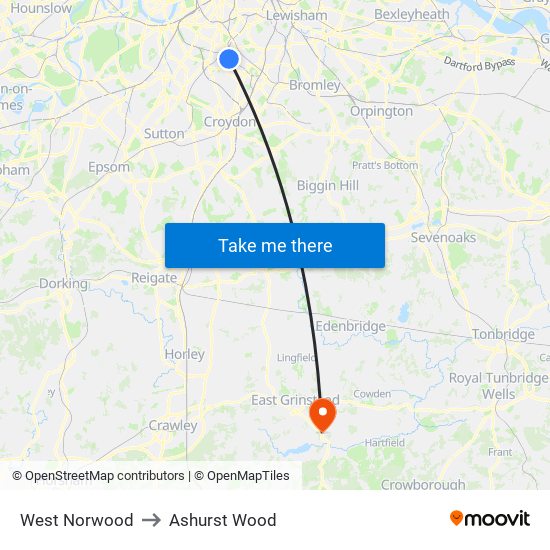 West Norwood to Ashurst Wood map