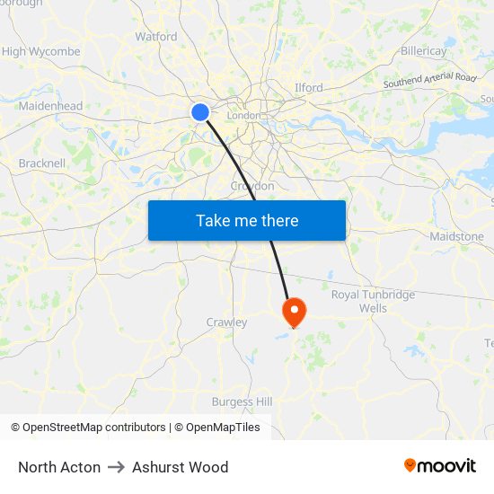 North Acton to Ashurst Wood map