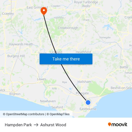 Hampden Park to Ashurst Wood map