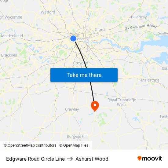 Edgware Road Circle Line to Ashurst Wood map