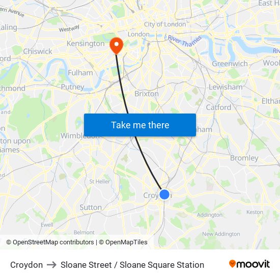 Croydon to Sloane Street / Sloane Square Station map