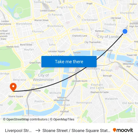 Liverpool Street to Sloane Street / Sloane Square Station map