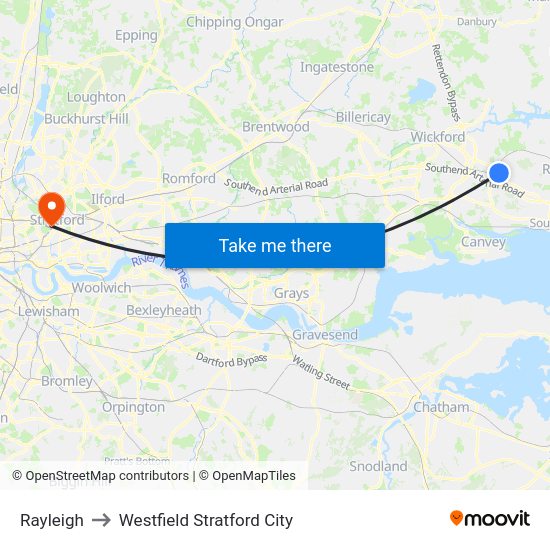Rayleigh Train Line Map Rayleigh, London To Westfield Stratford City, Stratford With Public  Transportation
