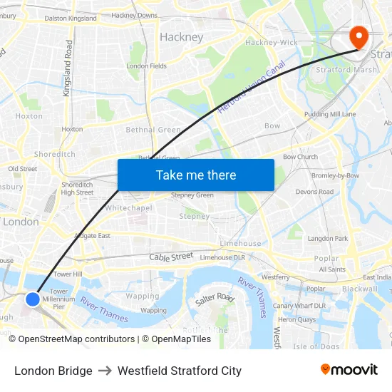 London Bridge to Westfield Stratford City map