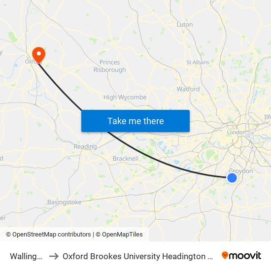 Wallington to Oxford Brookes University Headington Hill Site map