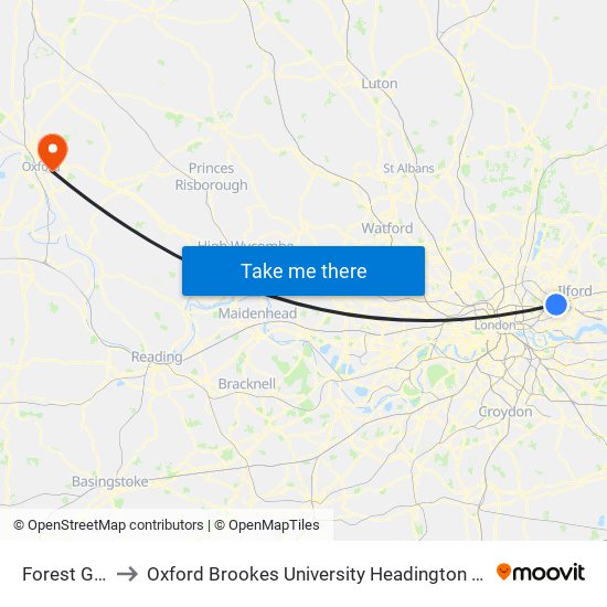 Forest Gate to Oxford Brookes University Headington Hill Site map