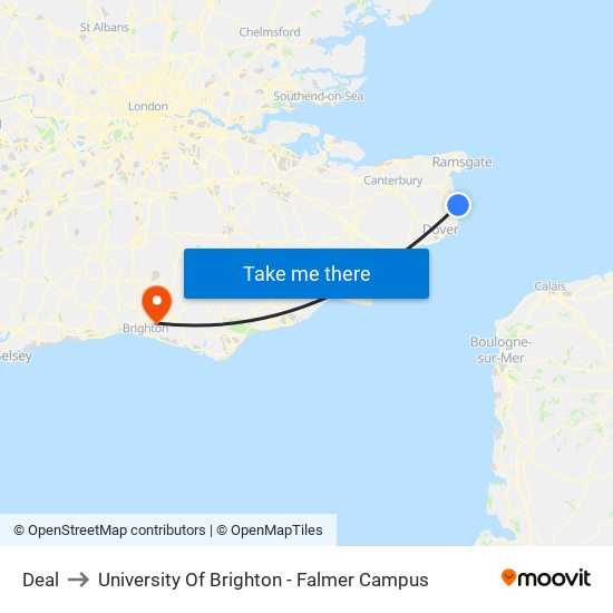 Deal to University Of Brighton - Falmer Campus map