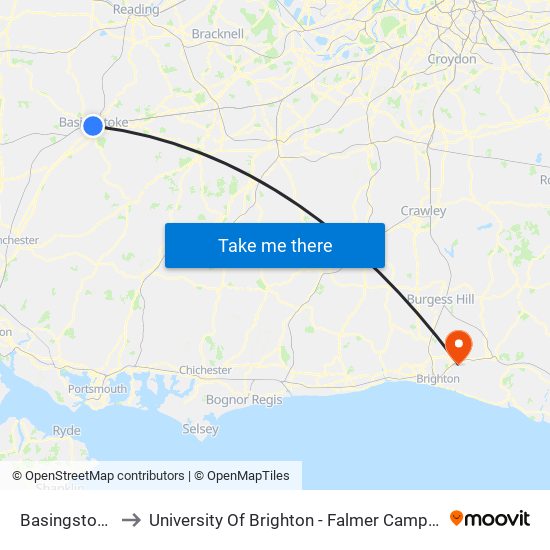 Basingstoke to University Of Brighton - Falmer Campus map