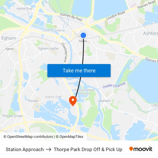 Station Approach to Thorpe Park Drop Off & Pick Up map