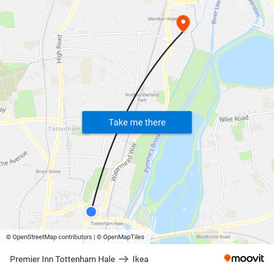 Premier Inn Tottenham Hale to Ikea map
