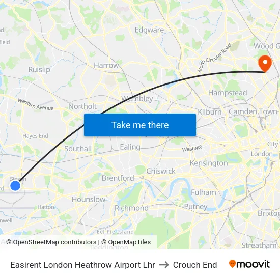 Easirent London Heathrow Airport Lhr to Crouch End map