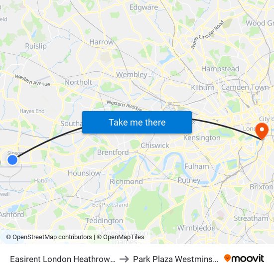 Easirent London Heathrow Airport Lhr to Park Plaza Westminster Bridge map
