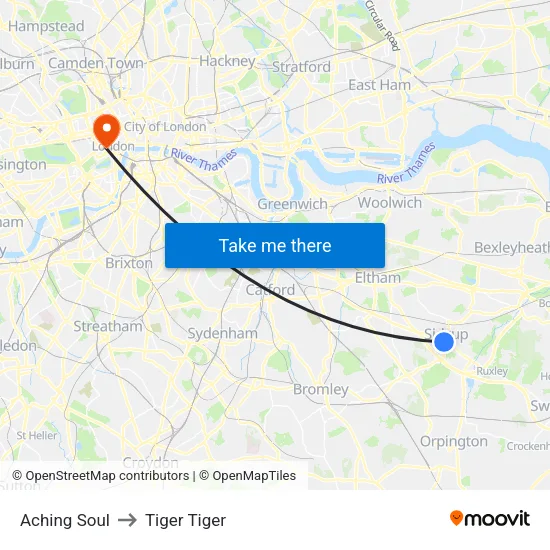 Aching Soul to Tiger Tiger map