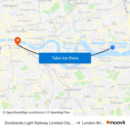 Docklands Light Railway Limited  City Airport Hartmann Rd, North Woolwich, London, E16  2ds to London Bridge (Northern Line) map