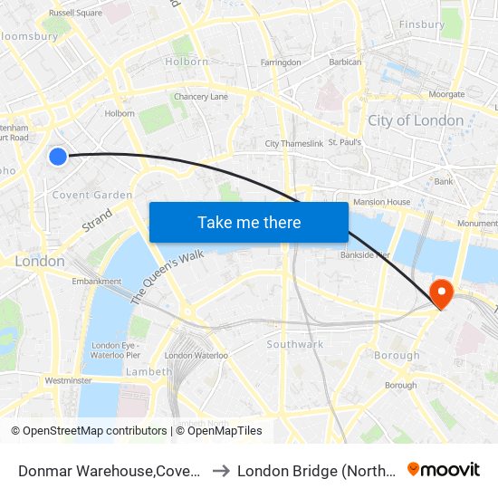 Donmar Warehouse,Covent Garden to London Bridge (Northern Line) map