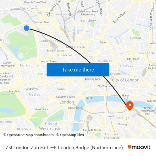 Zsl London Zoo Exit to London Bridge (Northern Line) map
