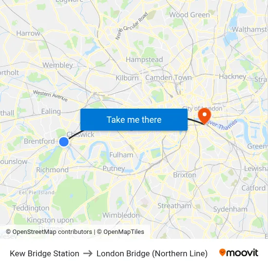 Kew Bridge Station to London Bridge (Northern Line) map