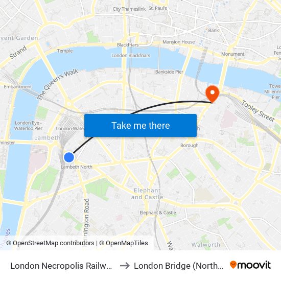 London Necropolis Railway Station to London Bridge (Northern Line) map