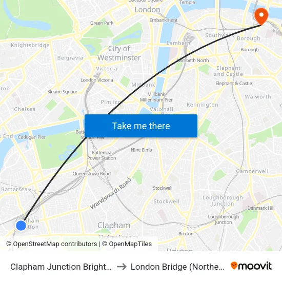 Clapham Junction Brighton Yard to London Bridge (Northern Line) map