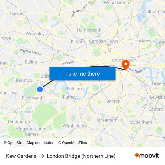 Kew Gardens to London Bridge (Northern Line) with public transportation