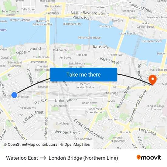 Waterloo East to London Bridge (Northern Line) map