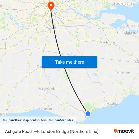 Ashgate Road to London Bridge (Northern Line) map