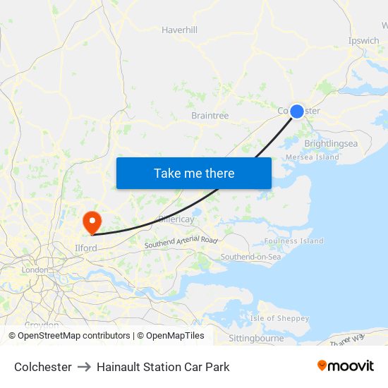Colchester to Hainault Station Car Park map