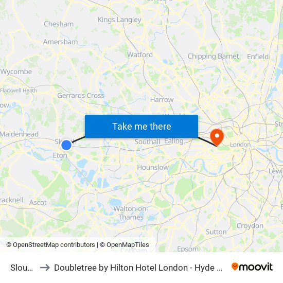 Slough to Doubletree by Hilton Hotel London - Hyde Park map