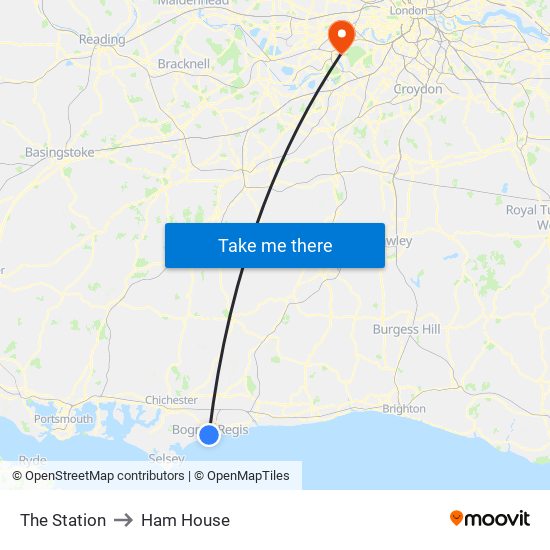 The Station to Ham House map