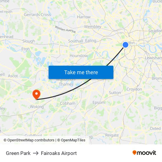 Green Park to Fairoaks Airport map