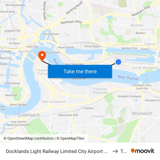 Docklands Light Railway Limited  City Airport Hartmann Rd, North Woolwich, London, E16  2ds to The O2 map